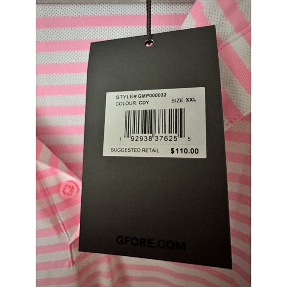 G/Fore Shirt Men SZ XXL Pink White Stripe Golf Polo Performance Comfort NWT - Picture 4 of 6